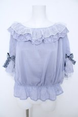 画像1: axes femme / リボン付楊柳シフォンプルオーバー  サックス Y-26-06-24-053-AX-TO-SZ-ZY (1)