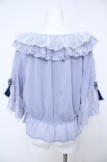 画像2: axes femme / リボン付楊柳シフォンプルオーバー  サックス Y-26-06-24-053-AX-TO-SZ-ZY (2)