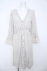 画像1: axes femme / 裾レース透かしデザインカーデ  薄グレー Y-26-06-24-057-AX-TO-SZ-ZY (1)
