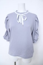 画像1: axes femme / リボン付リブトップス  ラベンダー Y-26-06-24-059-AX-TO-SZ-ZY (1)