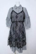 画像1: axes femme / レースキャミ付きシャツワンピース  黒 Y-26-06-24-086-AX-OP-SZ-ZY (1)