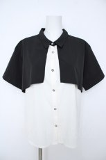 画像1: axes femme / バイカラーフラシシャツ  黒×生成り Y-26-06-24-020-AX-BL-SZ-ZY (1)