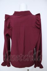 画像2: axes femme POETIQUE / ビッグリボン付き丸襟ブラウス  ワイン Y-26-06-24-028-AX-BL-SZ-ZY (2)