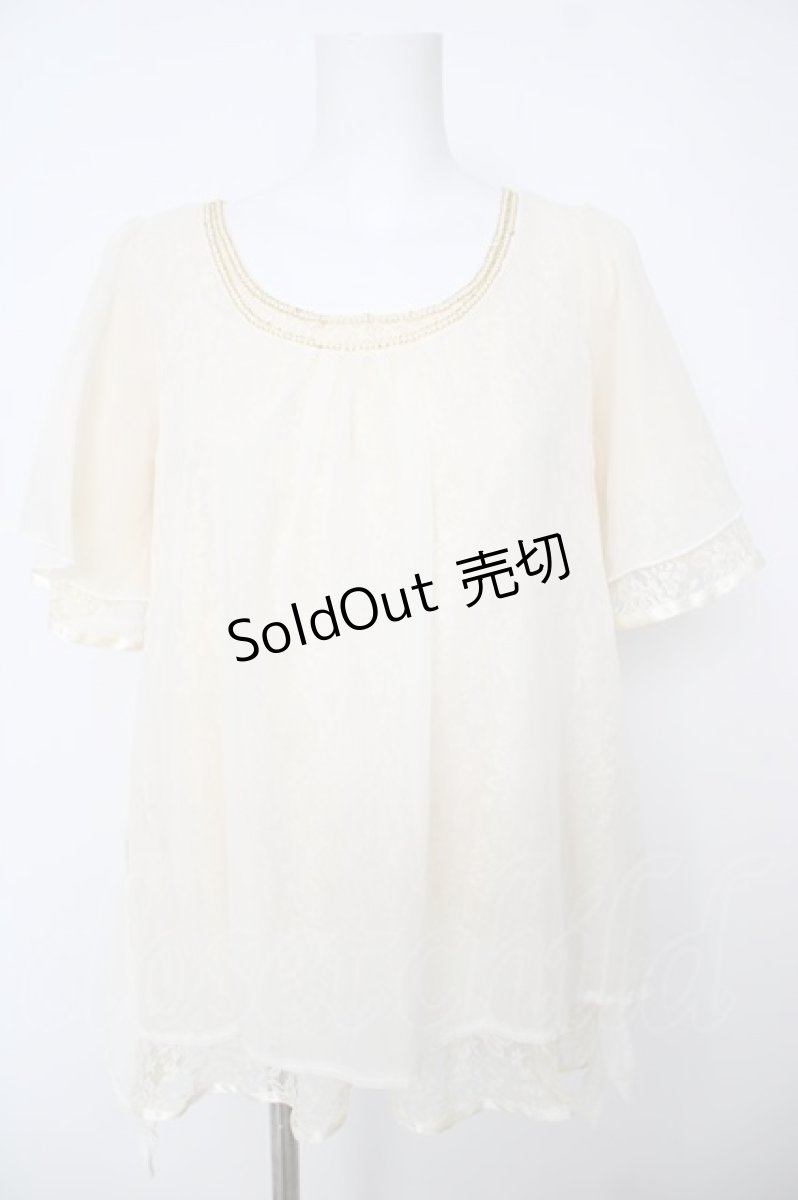 画像1: axes femme / レース×シフォントップス  生成り Y-26-06-24-031-AX-TO-SZ-ZI (1)