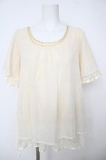 画像1: axes femme / レース×シフォントップス  生成り Y-26-06-24-031-AX-TO-SZ-ZI (1)