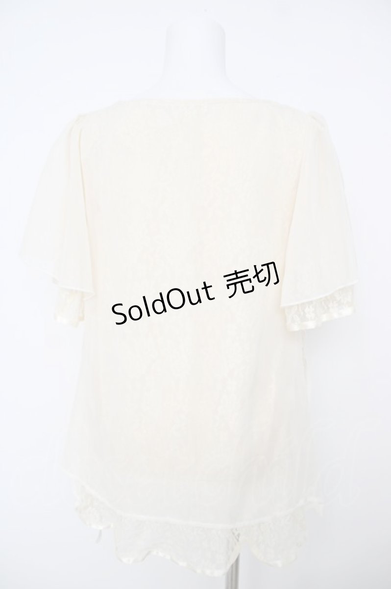 画像2: axes femme / レース×シフォントップス  生成り Y-26-06-24-031-AX-TO-SZ-ZI (2)