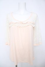 画像1: axes femme / レース切替えプルオーバー  ピンク Y-26-06-24-040-AX-TO-SZ-ZY (1)