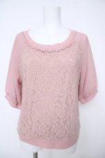 画像1: axes femme / レース異素材プルオーバー  ピンク Y-26-06-24-041-AX-TO-SZ-ZY (1)
