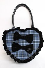画像1: axes femme kawaii / タータンチェックハートバッグ  青 Y-26-06-27-066-AX-BG-SZ-ZY (1)