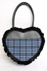 画像3: axes femme kawaii / タータンチェックハートバッグ  青 Y-26-06-27-066-AX-BG-SZ-ZY (3)