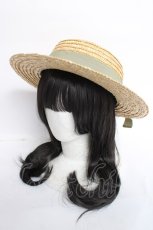 画像1: Fi.n.t / ロゴ刺繍リボンカンカン帽  ベージュ Y-26-06-27-073-CA-AC-SZ-ZY (1)