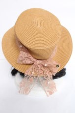 画像3: axes femme / レースリボンカンカン帽 57.5cm ベージュ Y-26-06-27-074-AX-AC-SZ-ZTK025 (3)
