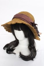 画像1: axes femme / リボン付き麦わら帽  ベージュ Y-26-06-27-075-AX-AC-SZ-ZT0630Y (1)