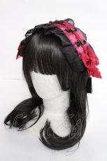 画像1: Coenobita / 華ロリヘッドドレス  赤×黒 Y-26-06-27-077-LO-AC-SZ-ZT649-F004 (1)