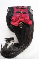 画像2: Coenobita / 華ロリヘッドドレス  赤×黒 Y-26-06-27-077-LO-AC-SZ-ZT649-F004 (2)