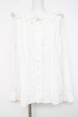 画像1: KETTY / リボン付タックフリルフードブラウス  白 Y-26-06-27-108-LO-BL-SZ-ZS (1)