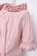 画像3: PINK HOUSE / ギンガムチェックパッチワークフリルブラウス F ピンク Y-26-06-27-116-LO-BL-SZ-ZS (3)