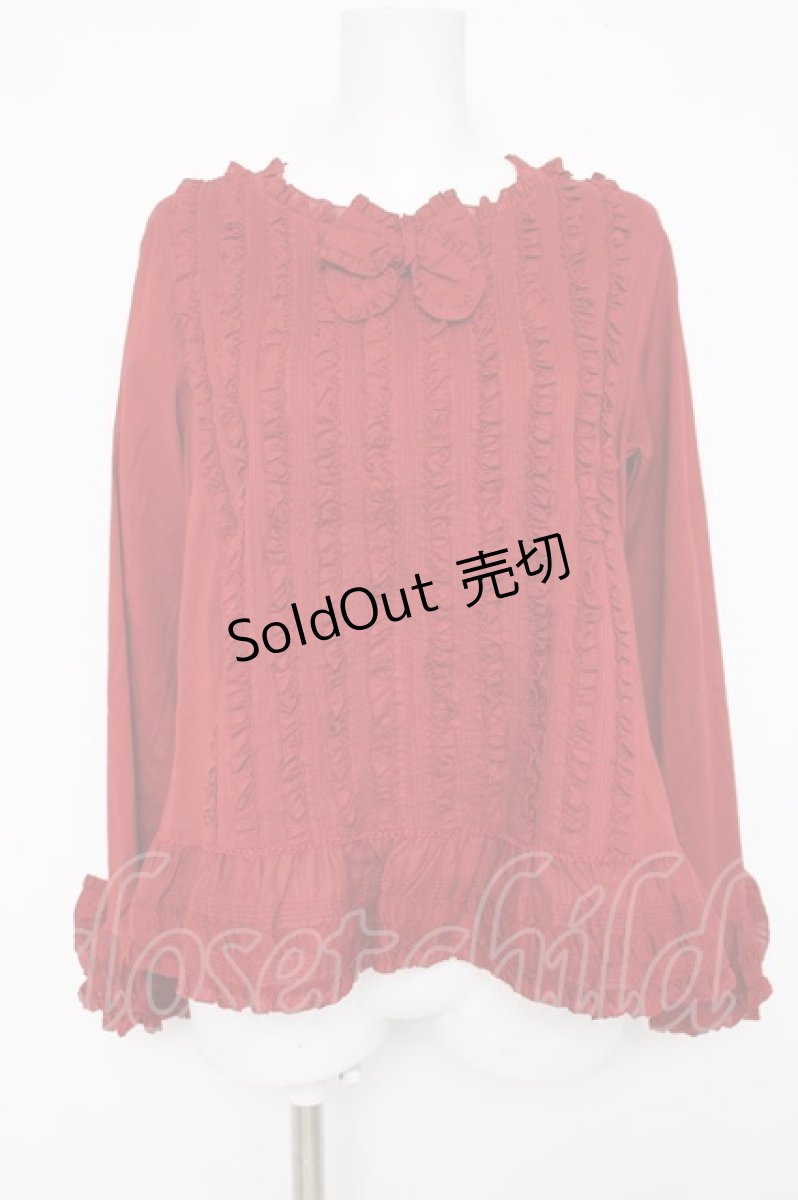 画像1: PINK HOUSE / フリルいっぱいローンブラウス F 赤 Y-26-06-27-120-LO-BL-SZ-ZY (1)