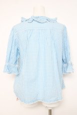 画像2: PINK HOUSE / はしごレース&サテンリボン使いローンブラウス F サックス Y-26-06-27-125-LO-BL-SZ-ZS (2)