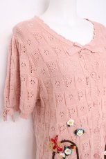 画像3: PINK HOUSE / フラワーバスケットテディモチーフ付きカーディガン  ピンク Y-26-06-27-127-LO-TO-SZ-ZS (3)