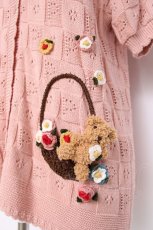 画像4: PINK HOUSE / フラワーバスケットテディモチーフ付きカーディガン  ピンク Y-26-06-27-127-LO-TO-SZ-ZS (4)