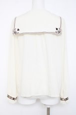 画像2: axes femme POETIQUE / トランプ刺繍セーラー襟ブラウス M 生成り Y-26-06-30-043-AX-BL-SZ-ZY (2)