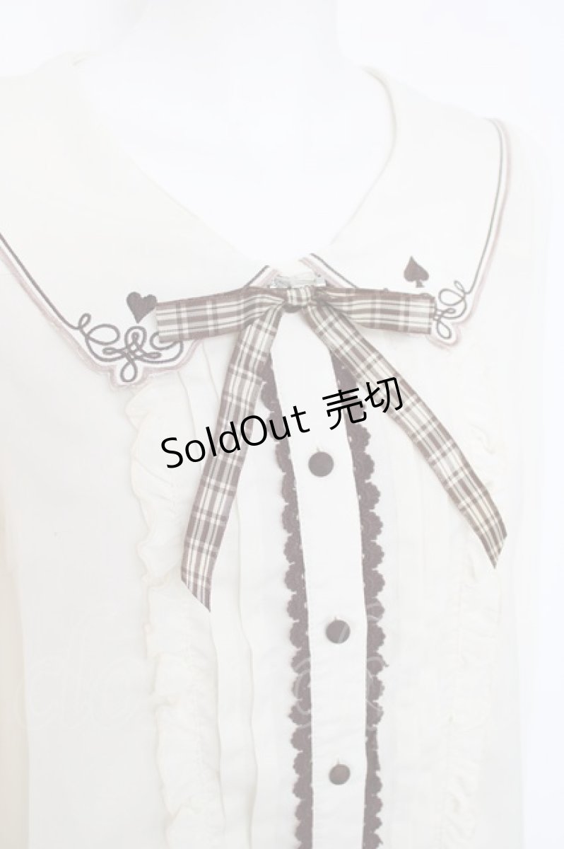 画像3: axes femme POETIQUE / トランプ刺繍セーラー襟ブラウス M 生成り Y-26-06-30-043-AX-BL-SZ-ZY (3)