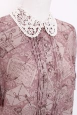 画像3: axes femme POETIQUE / プリュムプリントレース襟ブラウス  ピンク Y-26-06-30-048-AX-TO-SZ-ZY (3)