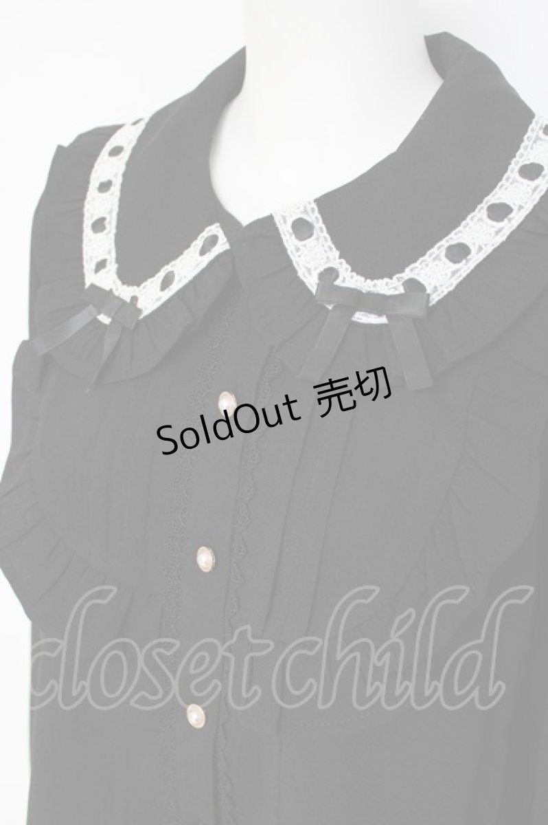 画像3: axes femme kawaii / 梯子レース丸襟ブラウス  黒 Y-26-06-30-053-AX-BL-SZ-ZI (3)