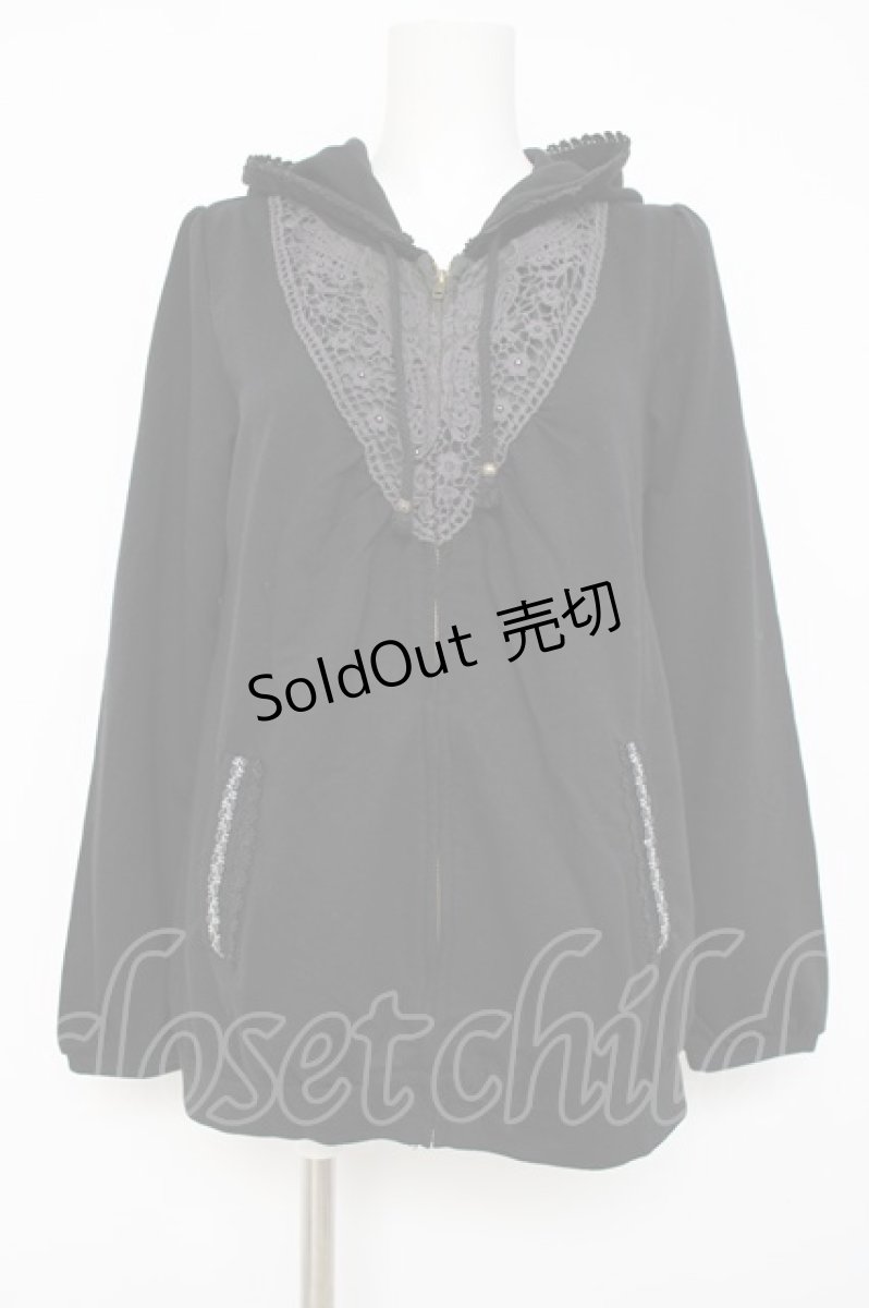 画像1: axes femme / モチーフレース使いパーカー  黒 Y-26-06-30-069-AX-TO-SZ-ZY (1)