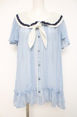 画像1: axes femme / Aラインセーラーブラウス  サックス Y-26-06-30-074-AX-BL-SZ-ZY (1)