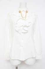 画像1: MARBLE / チェーンブローチブラウス  白 Y-26-06-30-079-GO-BL-SZ-ZY (1)