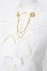 画像3: MARBLE / チェーンブローチブラウス  白 Y-26-06-30-079-GO-BL-SZ-ZY (3)