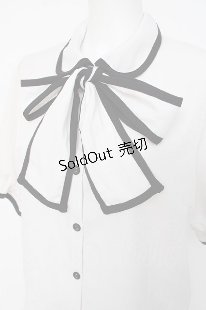 画像3: DearMyLoveRose / パイピング丸襟ブラウス LL オフシロ Y-26-06-30-092-LO-BL-SZ-ZY (3)