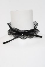 画像1: MARBLE/ パール付きレースチョーカー  黒 Y-26-06-30-015-GO-AC-SZ-ZY (1)