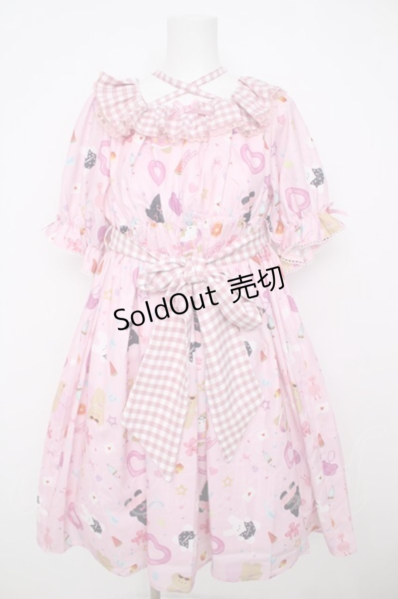 画像1: axes femme kawaii / ハッピーバカンス柄ワンピース M ピンク Y-26-06-30-111-AX-OP-SZ-ZY (1)