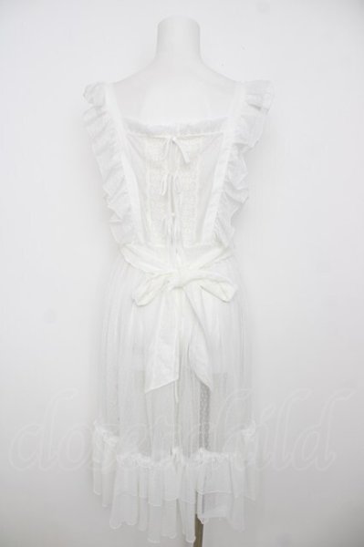 Chalmiere / ドットチュールエプロン 白 Y-26-06-30-129-AX-OP-SZ-ZY