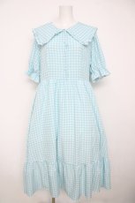 画像1: m petit by misako / TT*Mギンガムチェック半袖ワンピース 3L サックス Y-26-06-30-133-LO-OP-SZ-ZY (1)