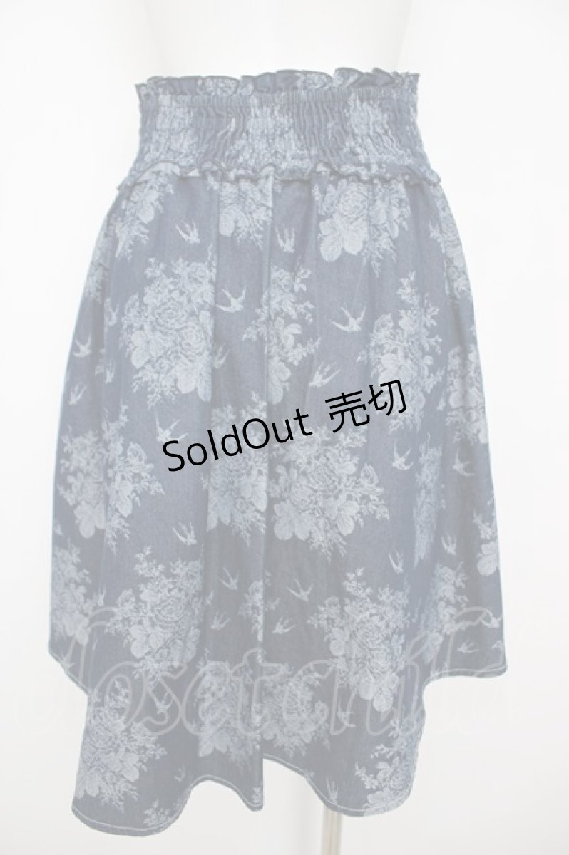 画像2: axes femme / 燕×薔薇柄デニムスカート  インディゴ Y-26-06-30-143-AX-SK-SZ-ZI (2)