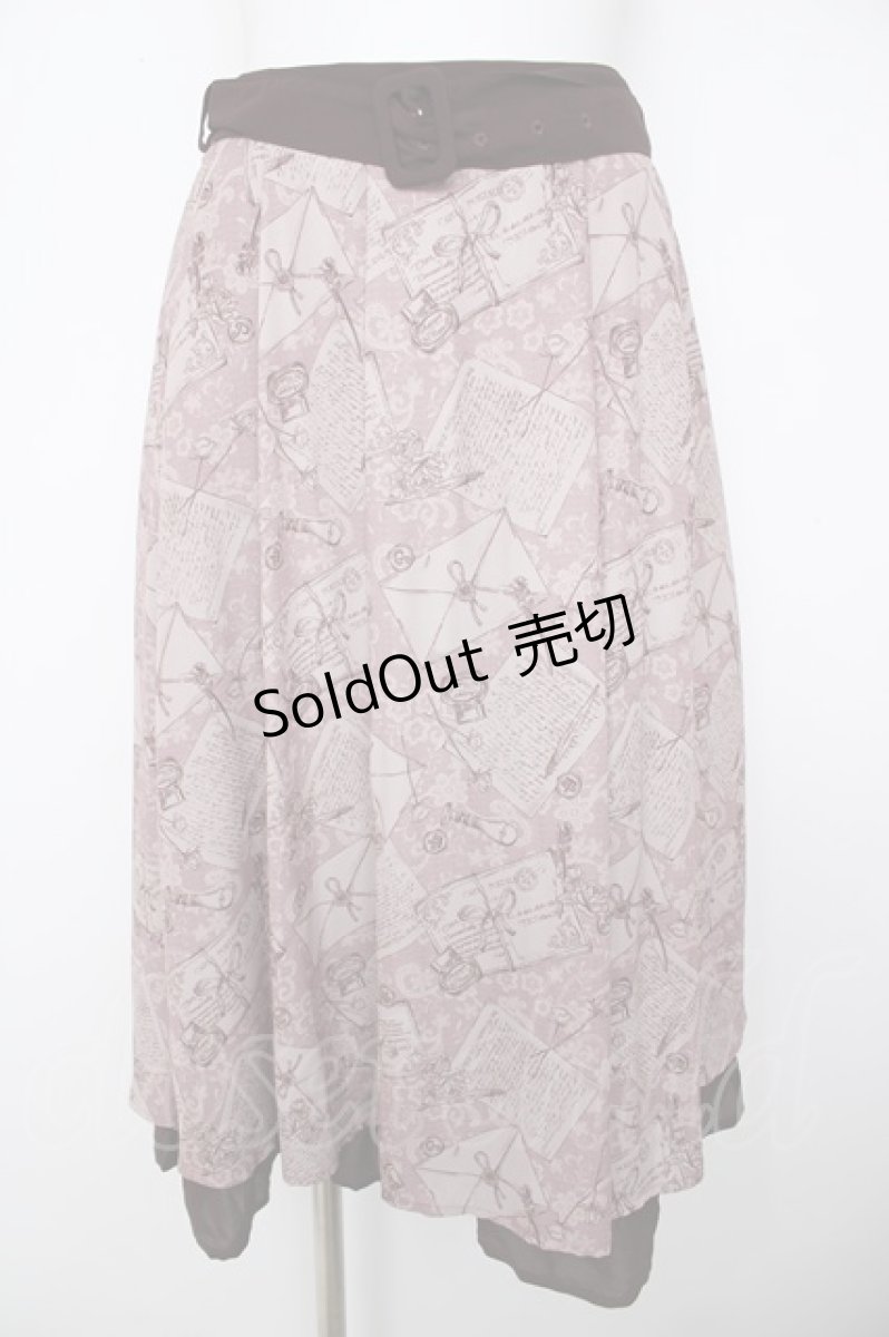 画像1: axes femme POETIQUE / プリュムプリントベルト付スカート  ピンク Y-26-06-30-145-AX-SK-SZ-ZI (1)