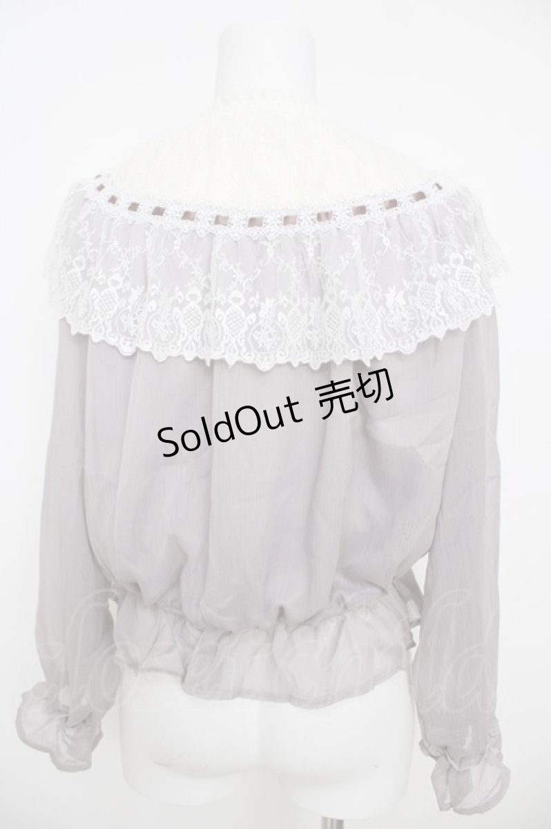 画像2: axes femme / チュールレースシアートップス  グレー Y-26-07-01-056-AX-TO-SZ-ZY (2)