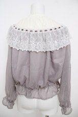 画像2: axes femme / チュールレースシアートップス  グレー Y-26-07-01-056-AX-TO-SZ-ZY (2)