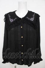画像1: axes femme POETIQUE / フラワークロス刺繍ブラウス  黒 Y-26-07-01-064-AX-BL-SZ-ZY (1)