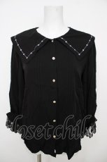 画像1: axes femme POETIQUE / 襟刺繍ボリューム袖ブラウス  黒 Y-26-07-01-071-AX-BL-SZ-ZY (1)