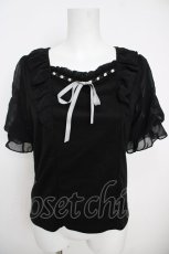 画像1: axes femme POETIQUE / ヒマワリ刺繍フリルカットプルオーバー  黒 Y-26-07-01-096-AX-TO-SZ-ZY (1)