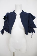 画像1: axes femme POETIQUE / フリル半袖ショートボレロ  紺 Y-26-07-01-099-AX-TO-SZ-ZY (1)