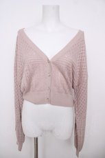 画像1: axes femme POETIQUE / 透かし編み柄ショートカーディガン  ピンク Y-26-07-01-100-AX-TO-SZ-ZY (1)