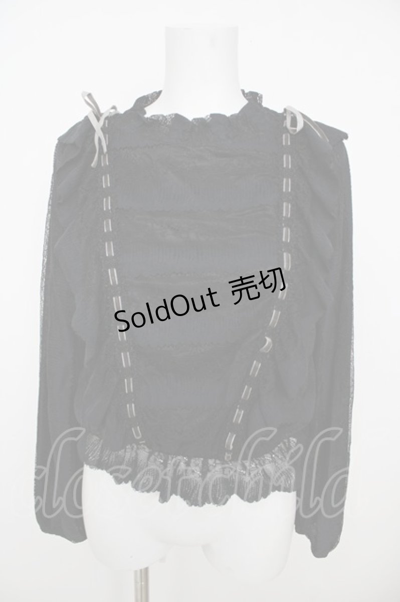 画像1: axes femme POETIQUE / レーシーブラウス  黒 Y-26-07-01-103-AX-BL-SZ-ZY (1)