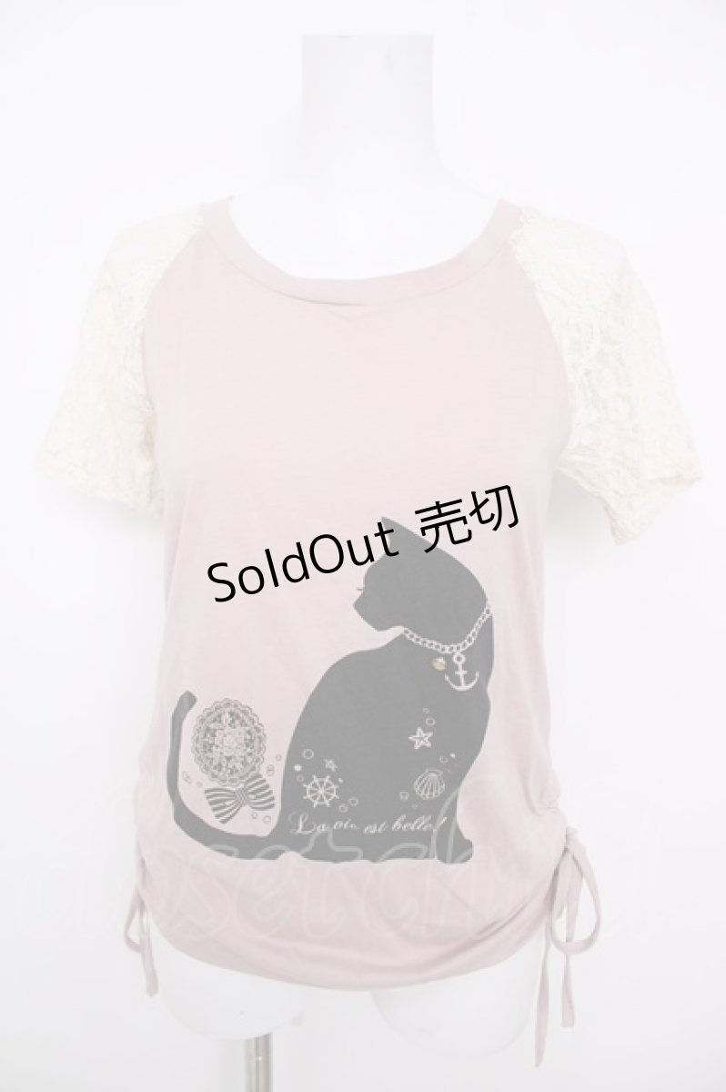 画像1: axes femme POETIQUE / 袖レースtシャツ  ピンク Y-26-07-01-108-AX-TO-SZ-ZY (1)