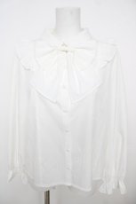 画像1: axes femme POETIQUE / ビッグリボン付き丸襟ブラウス  白 Y-26-07-01-113-AX-BL-SZ-ZY (1)